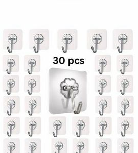 30 Pcs Adhesive Hooks