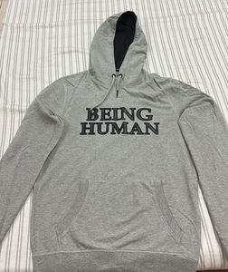 unisex oversized  "Being Human" Grey Hoodie