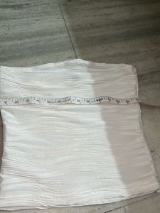 White Textured Strapless Top