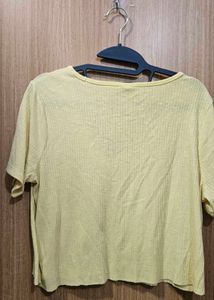 Yellow V-Neck Crop Top