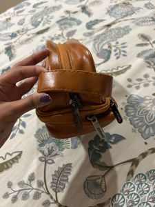 Brown Leather Toiletry Pouch