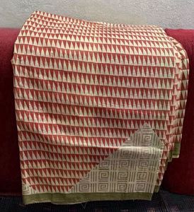Red Geometric Print Saree