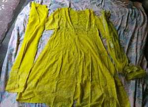 Yellow Anarkali Kurta Set with Dupatta