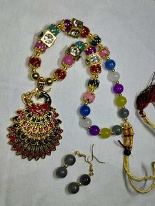 Peacock Pendant Necklace &amp; Earrings Set