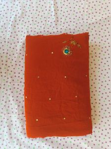 Elegant Red &amp; Green Embellished Saree