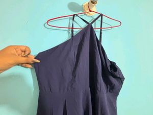 Elegant Blue Halter Neck Dress