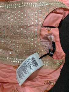 Elegant Peach Floral Sequins Kurta