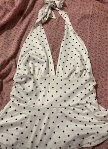 White Polka Dot Halter Top