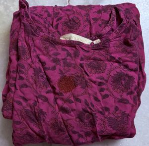Pink floral Anarkali with Side slit