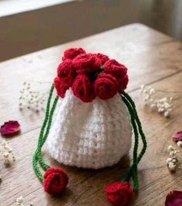 Handmade crochet minipouch, Crocheted Earphone or