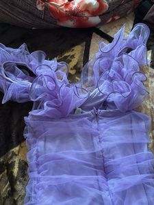 Elegant Lavender Ruched Mesh Dress