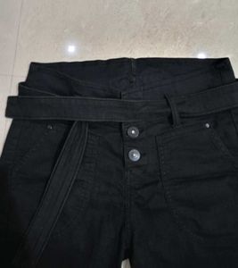 Black High-Waisted Belted Shorts