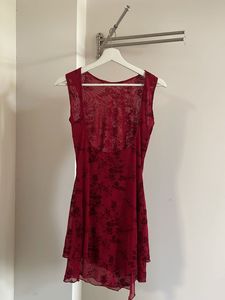 Red Mesh Open Back Bodycon Dress