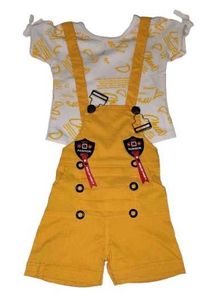 Cute Yellow Suspender Shorts Set