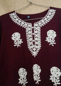 Burgundy Embroidered Kurti🎉❤️