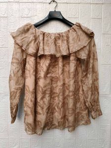 New with tag Korean Ruffled Floral Print Blouse