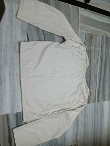 Cream Butterfly Print Ribbed Co-ord Set