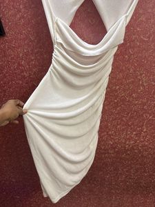 Cream Ruched Halter Neck Dress
