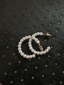 H&amp;M Trending Pearl Round Small Hoop Earrings