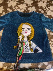 Blue Graphic Print Top