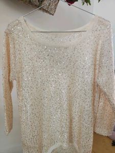 Sparkling Cream Tunic Top
