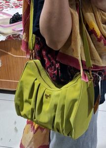 Chic Ruched Lime Green Hobo Bag