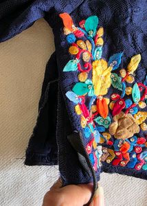 Embroidered Navy Blue Blouse