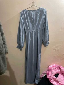 shein  Blue Midi Dress with Balloon Sleeves