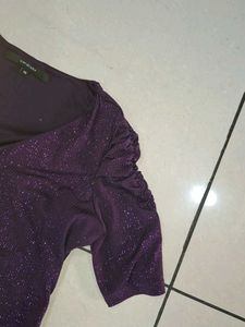 Sparkly Purple Ruched Dress
