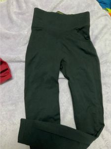 Black Leggings and Red Sports Bra Set