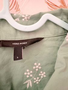 vero moda Green Embroidered Button-Up Shirt