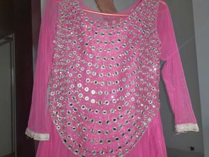 Pink Gown with mirror work