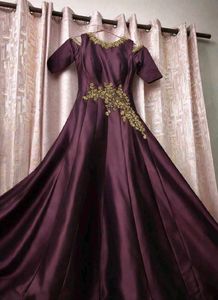 Burgundy Embroidered padded Gown