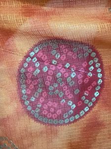 Vibrant Orange &amp; Red Circular Print Dupatta
