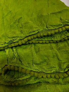 Vibrant Green Dupatta with  Pom Trim