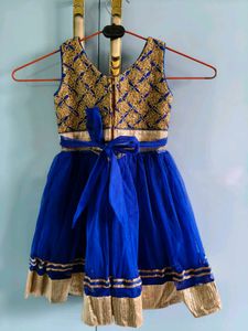 Royal Blue &amp; Gold Embroidered Lehenga Choli