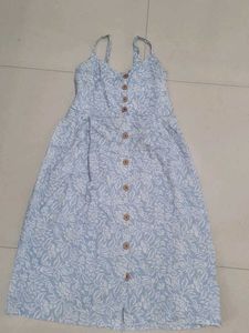 Blue Floral Button-Down Midi Dress