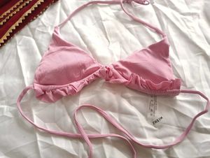 Pink Ruffle Bikini Top