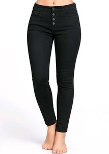Classic Black High-Waisted Button Fly Jeans