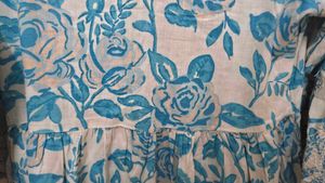 Blue Floral Print A line dress