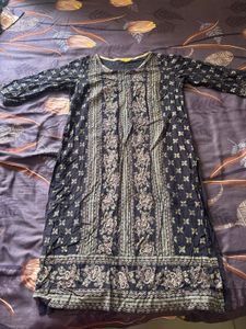 Navy Blue Printed Kurti