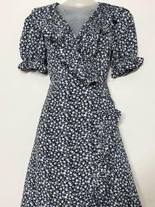 Floral Wrap Dress with Ruffle Detail