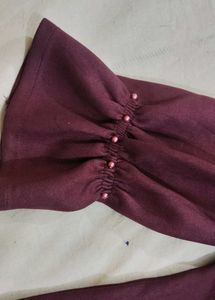 Maroon Knee Length Dress