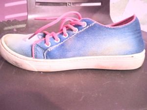 Blue &amp; Pink Denim Sneakers