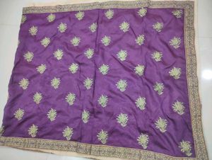 Purple cream Saree with Gold Embroidery