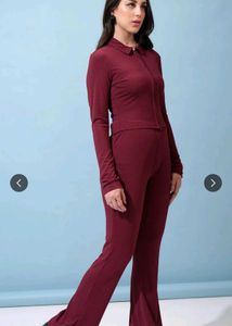 Burgundy Ribbed Knit Co-Ord Set