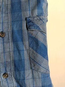 Men's Blue Plaid Casual Shirt