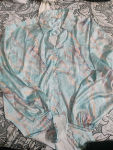 Flowy Marble Print Collared Shirt