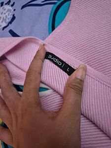 Chic Pink One-Shoulder Ribbed Top