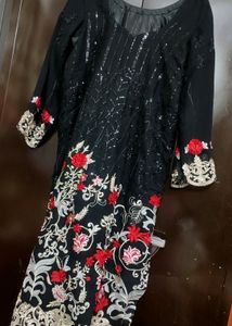 Black Designer Plazo Suit With Dupatta 44 Bust